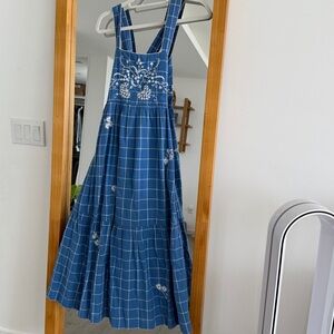 Madewell Blue and White Embroidered Dress